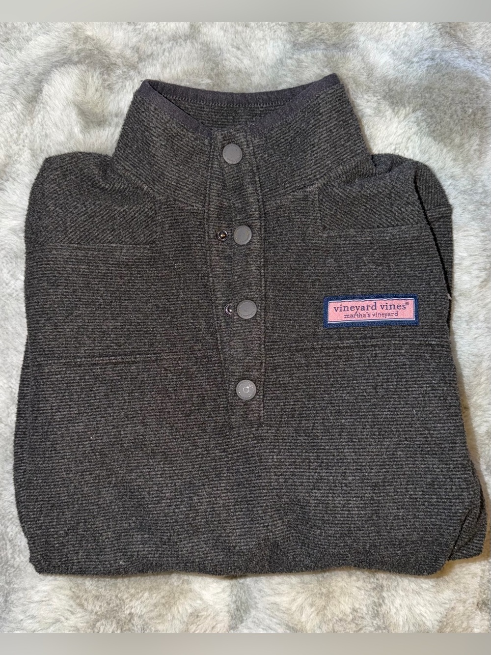 Martha’s Vineyard Vines Boys Size 7 Dark Gray Button Pullover Sweater